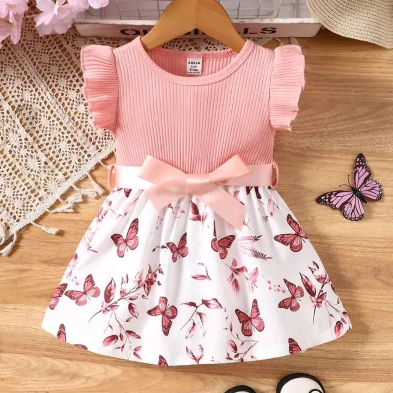  Vestido de mariposas — Rosado