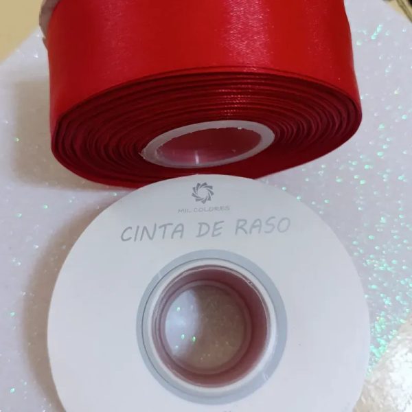 Cinta de satín de 4 cm de ancho color rojo