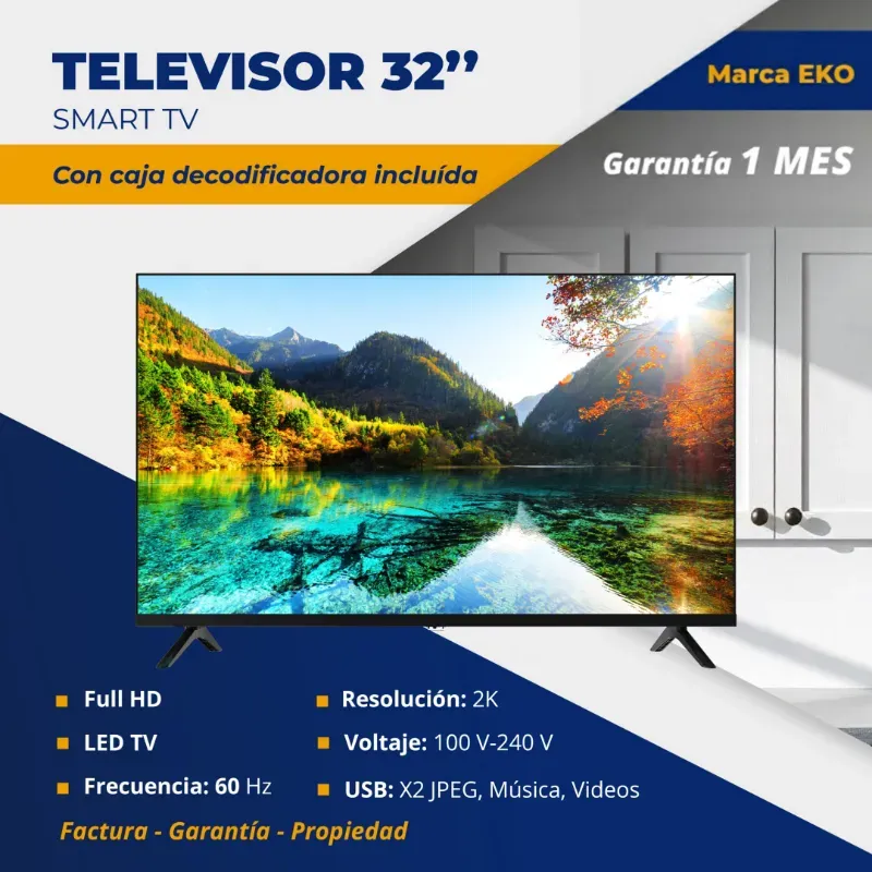 SMART TV EKO 32" HÍBRIDO (CAJITA INTERNA) (FAD)