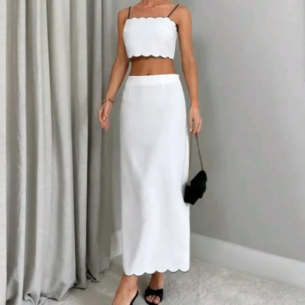 Conjunto blanco top y saya