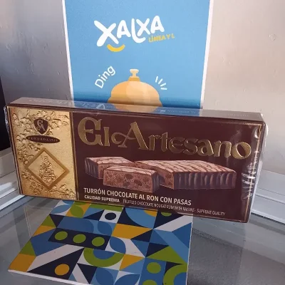 Turrón de Chocolate al Ron con Pasas El Artesano