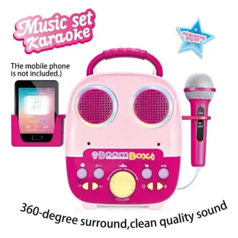 Juguete karaoke con micrófono portátil rosa