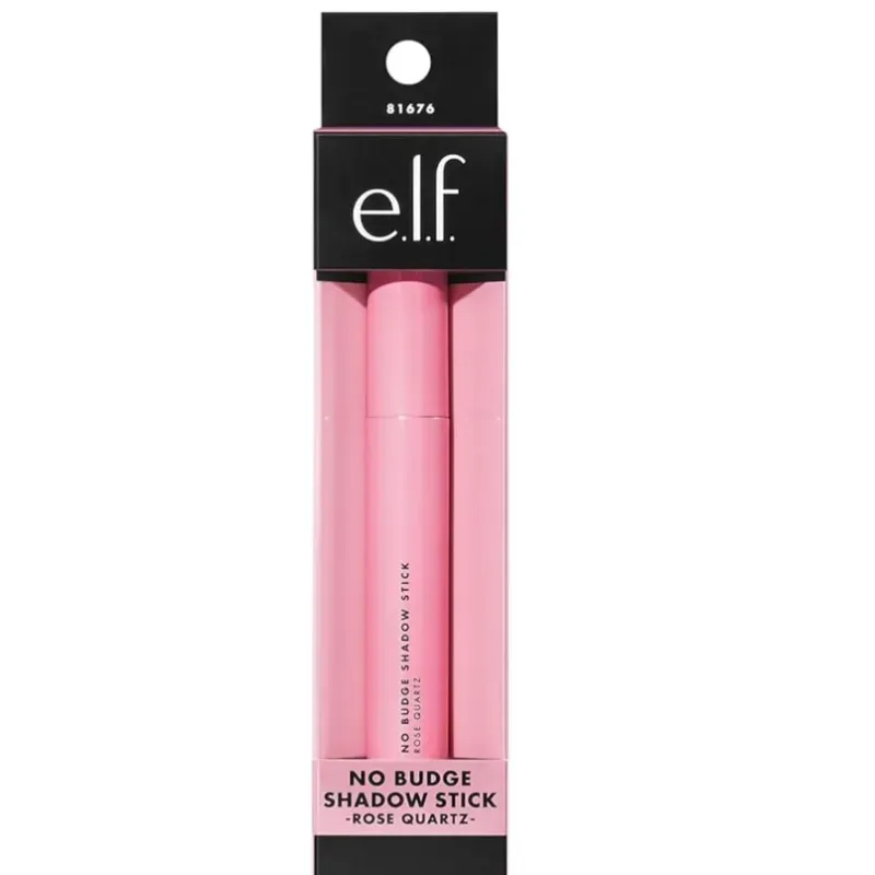 e.l.f. No Budge Shadow Stick - Barra de sombra de ojos crema de larga duración para alto pigmento, color metálico, vegano y libre de crueldad, cuarzo rosa