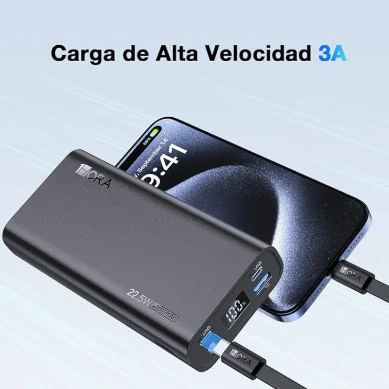  Cargador Portátil 1HORA 20000mAh, con Carga Rápida 22.5W