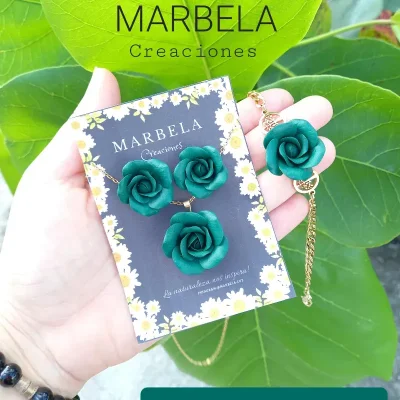 ✨Conjunto de Rosas Verde Esmeralda✨