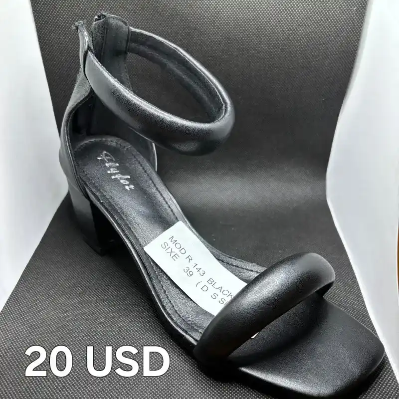 Tacones cuadrados bajos con cierre grueso al tobillo