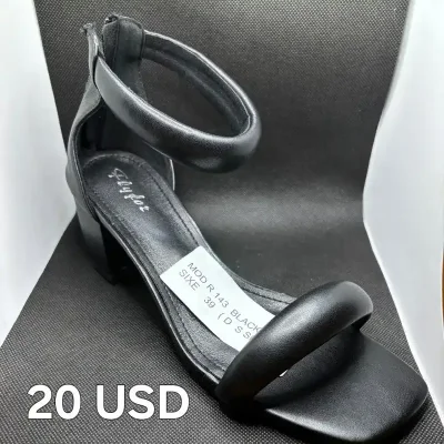 Tacones cuadrados bajos con cierre grueso al tobillo