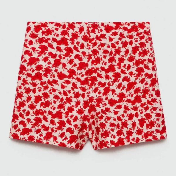 Short Corto Estampado Floral Rojo