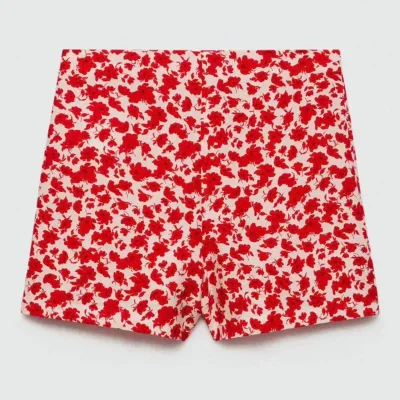 Short Corto Estampado Floral Rojo