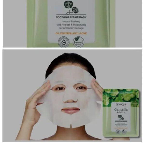 ☘️BIOAQUA Centella Asiatica ☘️Hidratante Facial Calmante Reparación Mascarilla Facial Control Aceite Anti-Acné ☘️