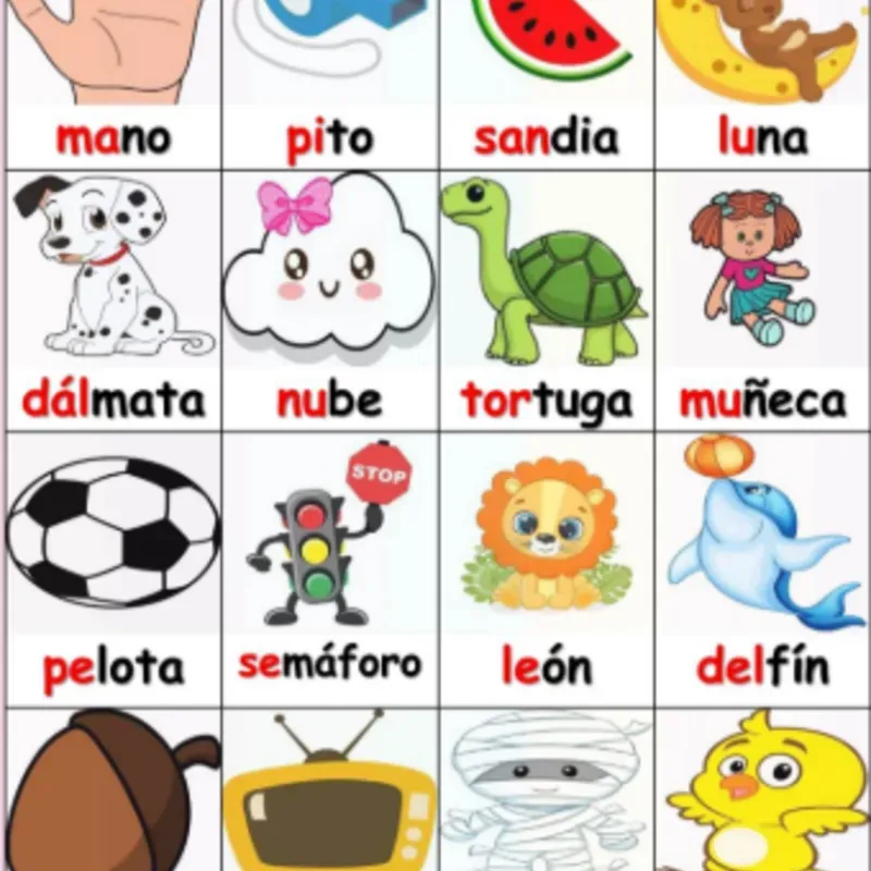  Lotería de Sílabas con Apoyo Visual 