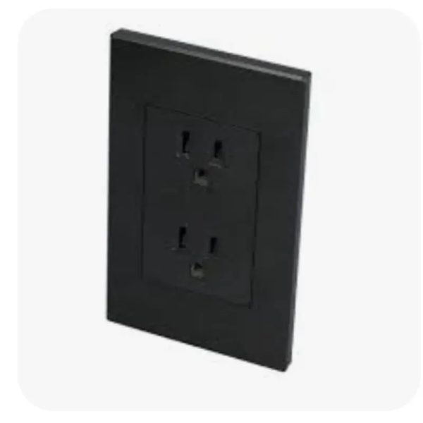 Tomacorriente doble negro (P627N)