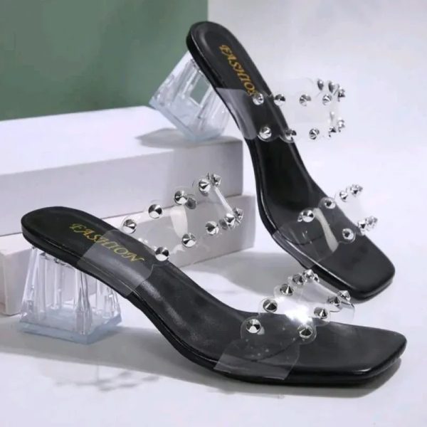  Zapatos de tacón cuadrado silicona — Negro