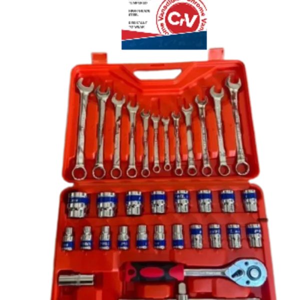 Set de herramientas combinado Cubos-Llaves combinadas( Españolas y de ojo) 37 Piezas
