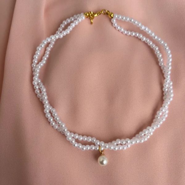 Collar de perlas doble , con dije