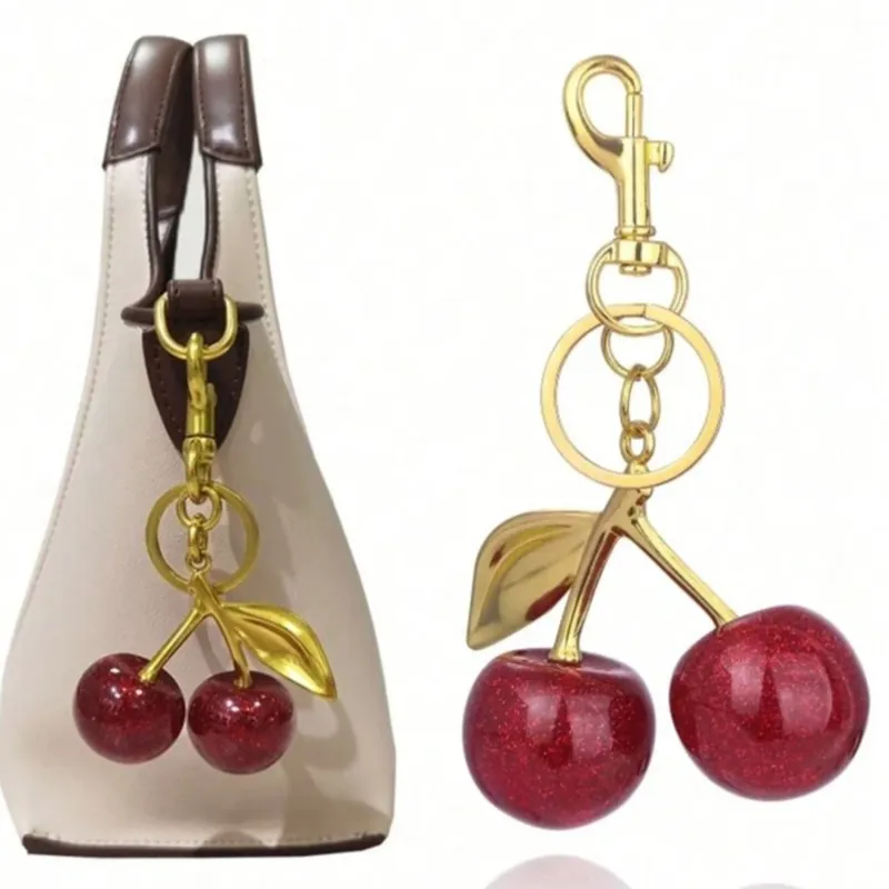 Llavero de Cherry Rojo y Dorado Extra Grande