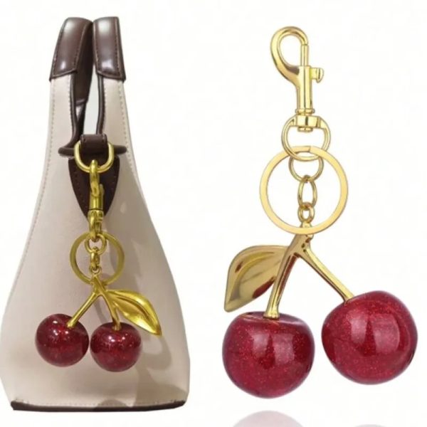 Llavero de Cherry Rojo y Dorado Extra Grande
