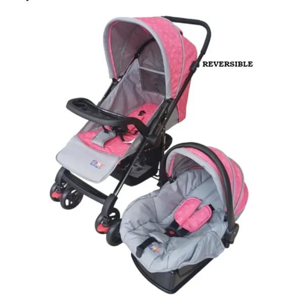 Conjunto de Coche y Silla de Auto Reversible Rosa