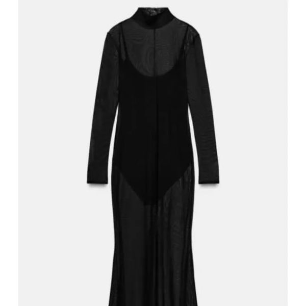 Vestido mangas y transparentes