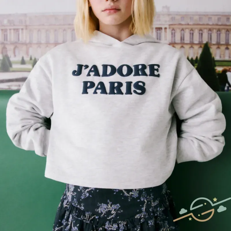 Sudadera gris crop MANGO