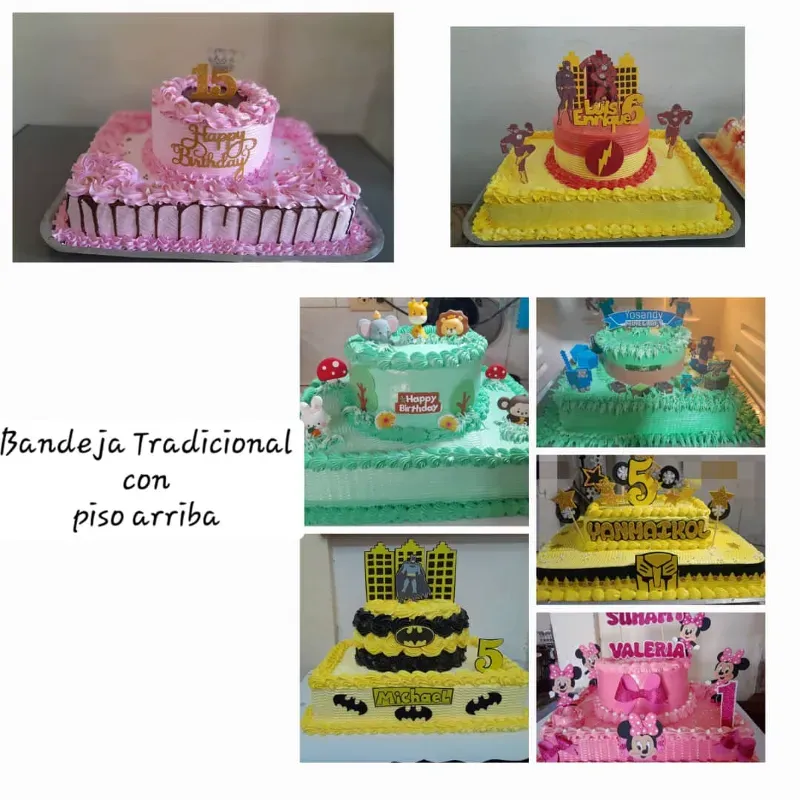 Bandeja tradicional con piso redondo arriba (relleno crema de chocolate o dulce de leche) a su elección