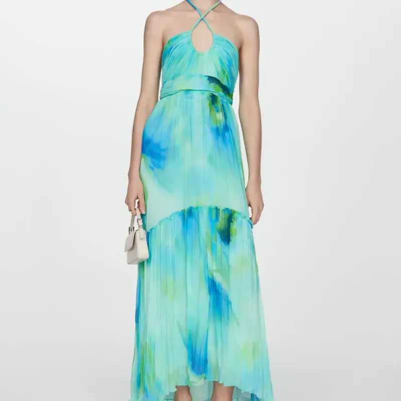 Vestido halter estampado azul