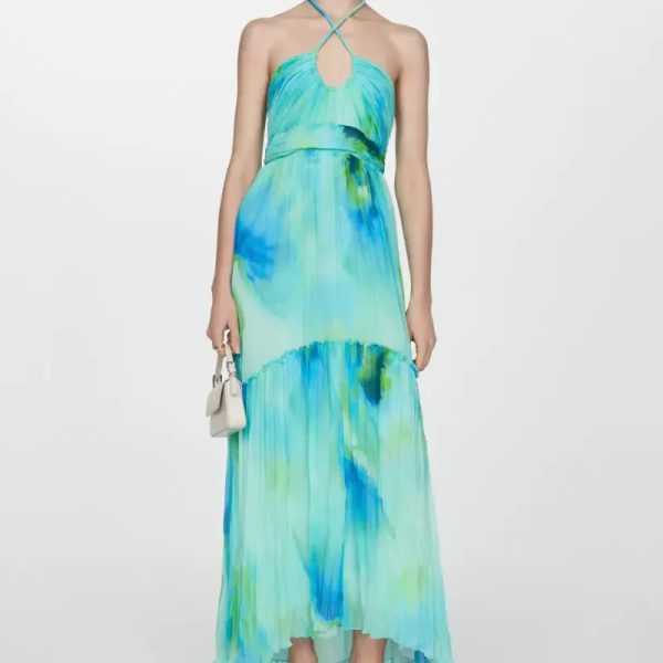 Vestido halter estampado azul
