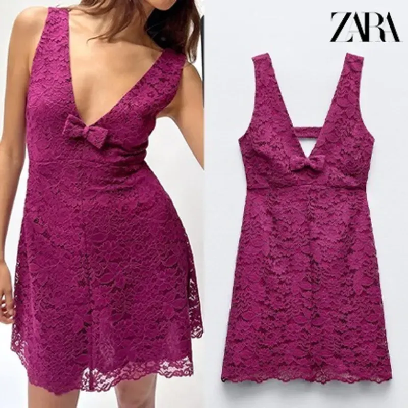 Vestido Zara fuscia tejido