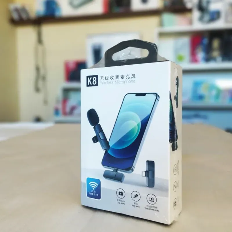 Micrófono de solapa con clip inalámbrico dual K8