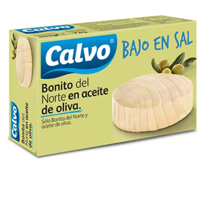 Bonito del Norte en Aceite de Oliva Bajo en sal Calvo 111g 24/Caja