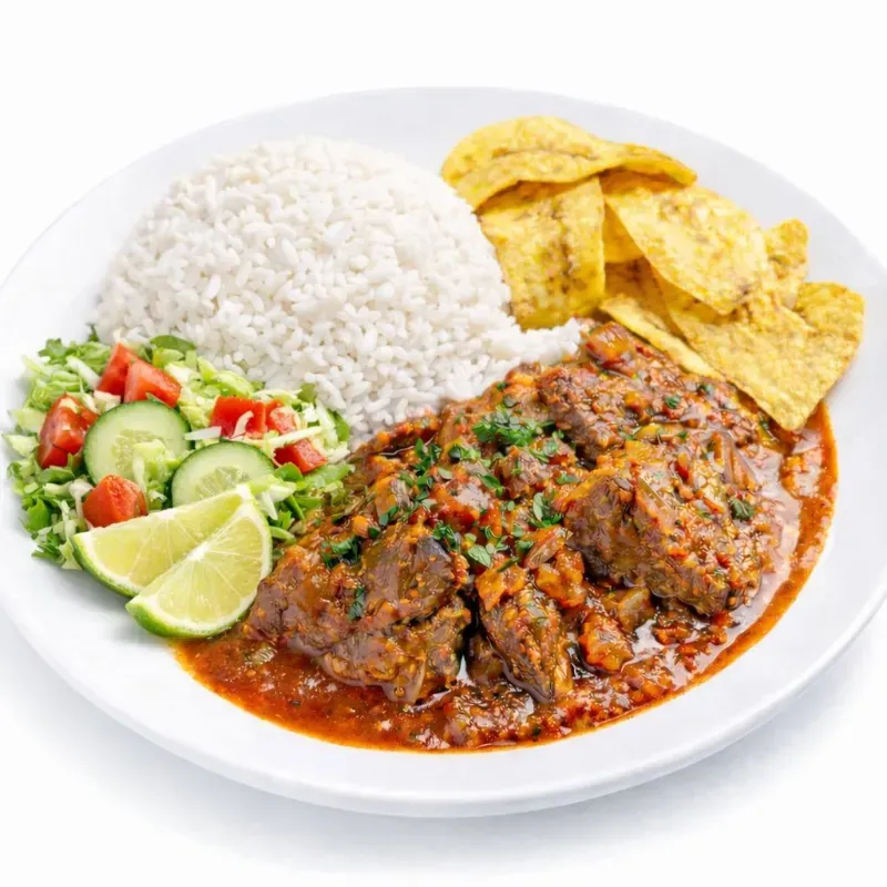 Chilindron de Ovejo con Arroz Blanco