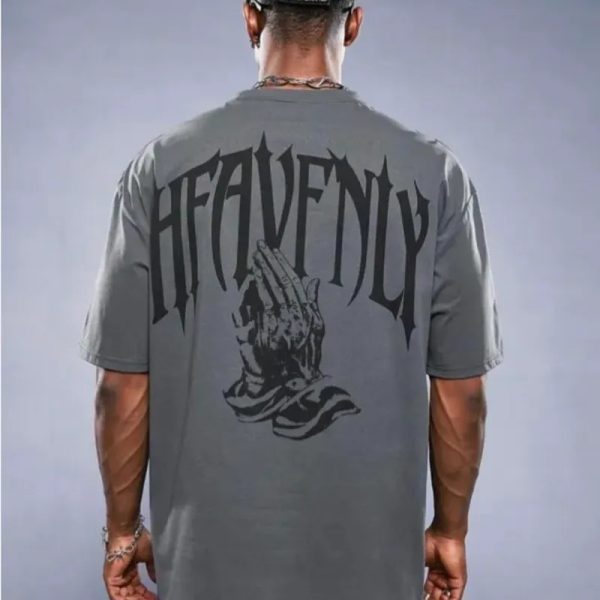 Manfinity EMRG Camiseta de manga corta con cuello redondo y estampado casual para hombre de talla grande