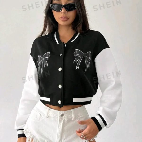  Chaqueta universitaria con lasos — Negro