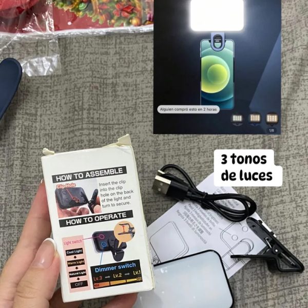 Aro de luz para teléfono (3 tonos de luces )