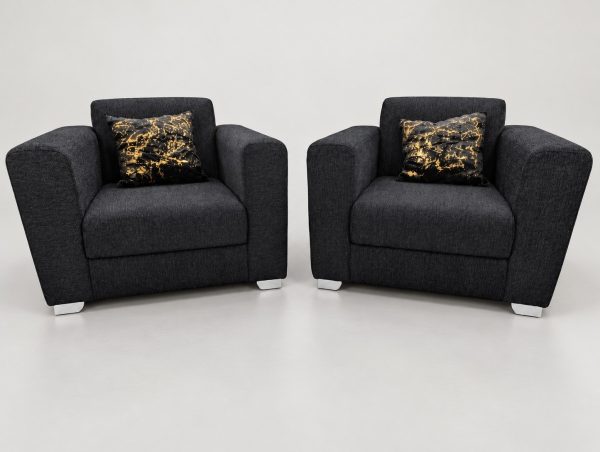 Set de 2 Butacas Pretty en Chenille Negro para Salon
