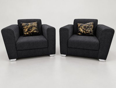 Set de 2 Butacas Pretty en Chenille Negro para Salon
