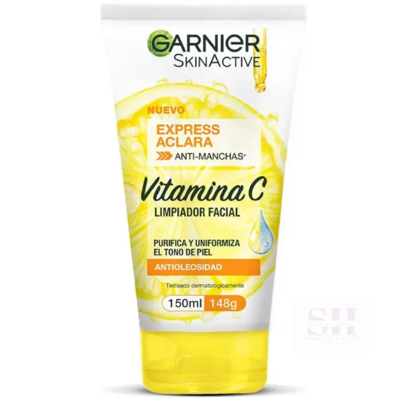 Garnier Gel Limpiador Facial Tono Uniforme con Vitamina C Express Aclara