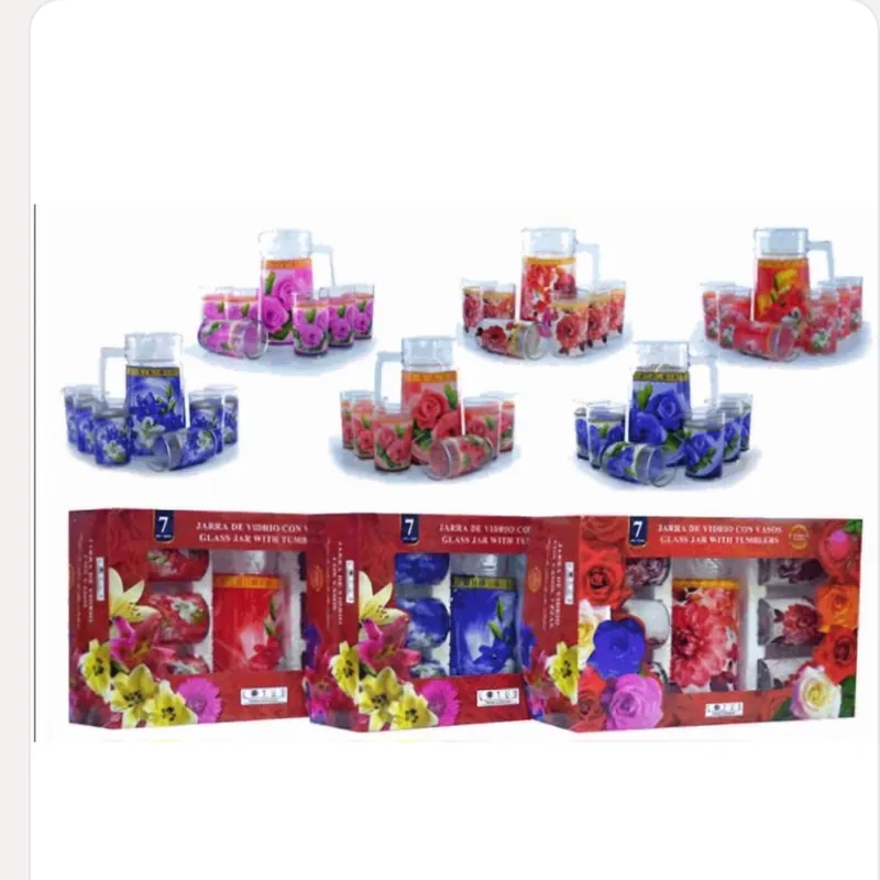 Jarra con 6 vasos de Cristal