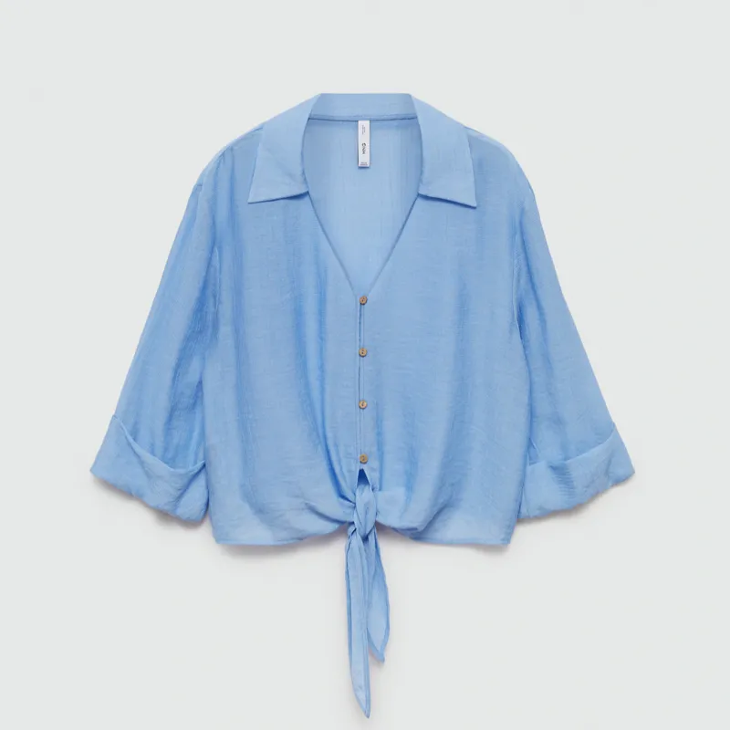 Blusa manga acampanada lazo Mango