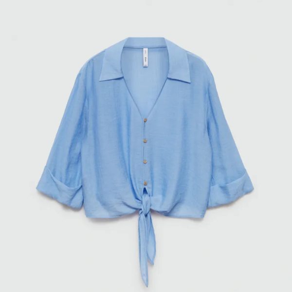 Blusa manga acampanada lazo Mango