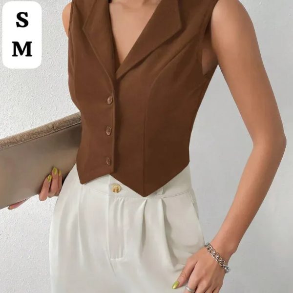  Chaleco Brown Executive – Elegancia estructurada con solapa amplia y corte en punta