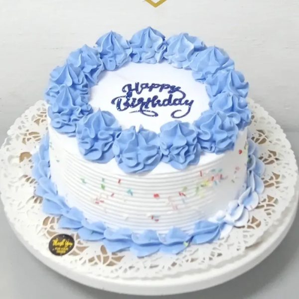 Cake azul y blanco