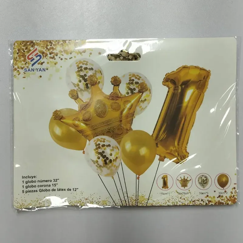 ‼️Set de 7 piezas- 1er añito con Corona (DORADO)‼️