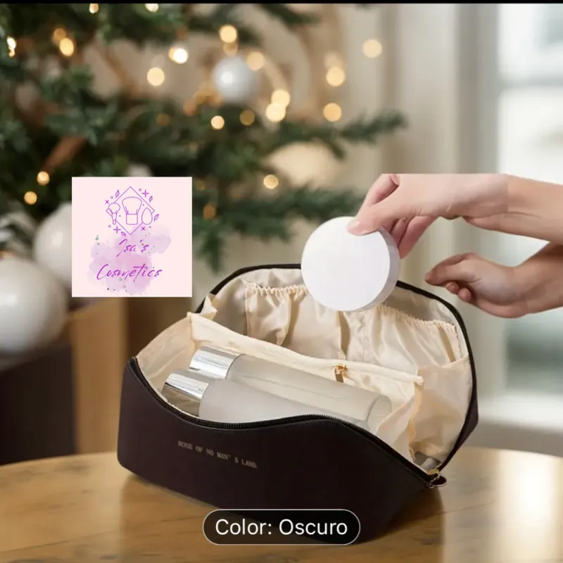 Neceser de maquillaje rosa y negro