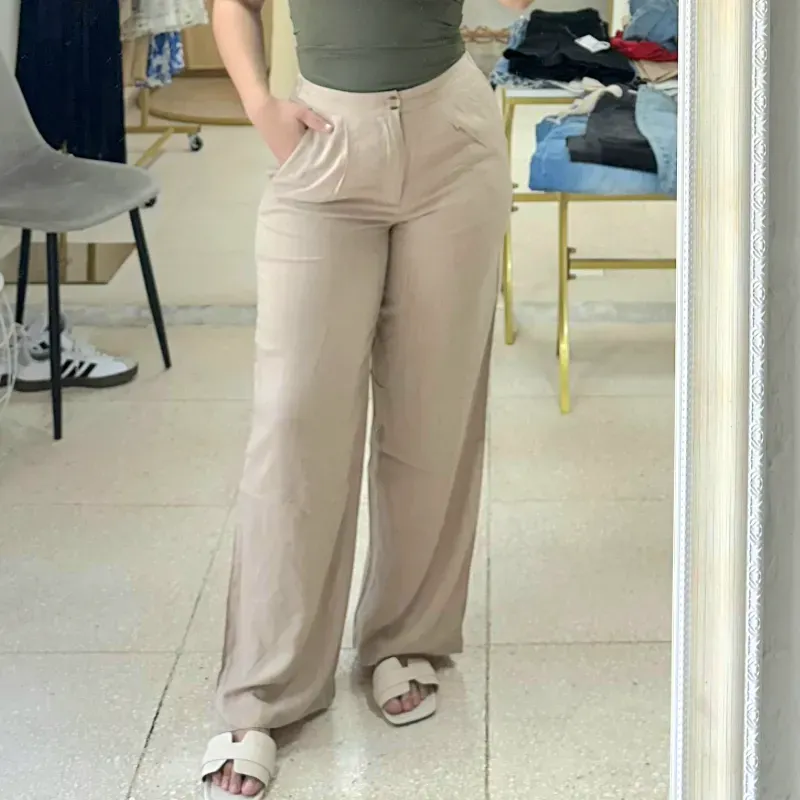 Pantaloneta beige de lino