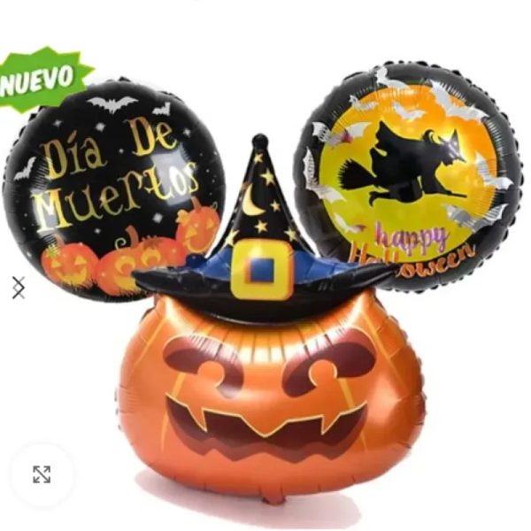 Set de 3 globos Halloween (calabaza)