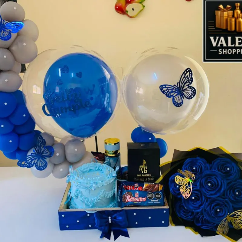 Regalo en tono azul para cumpleaños