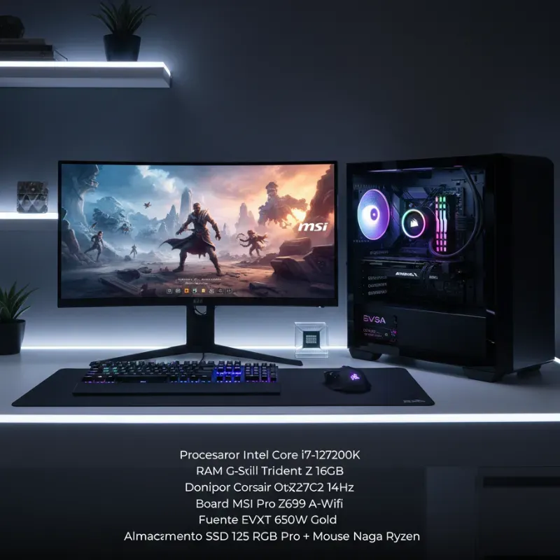  PC Gamer Intel i7 + Monitor Curvo MSI 144Hz – Setup completo