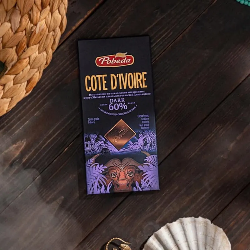 Tableta de Chocolate Negro Costa de Marfil 60% Cacao