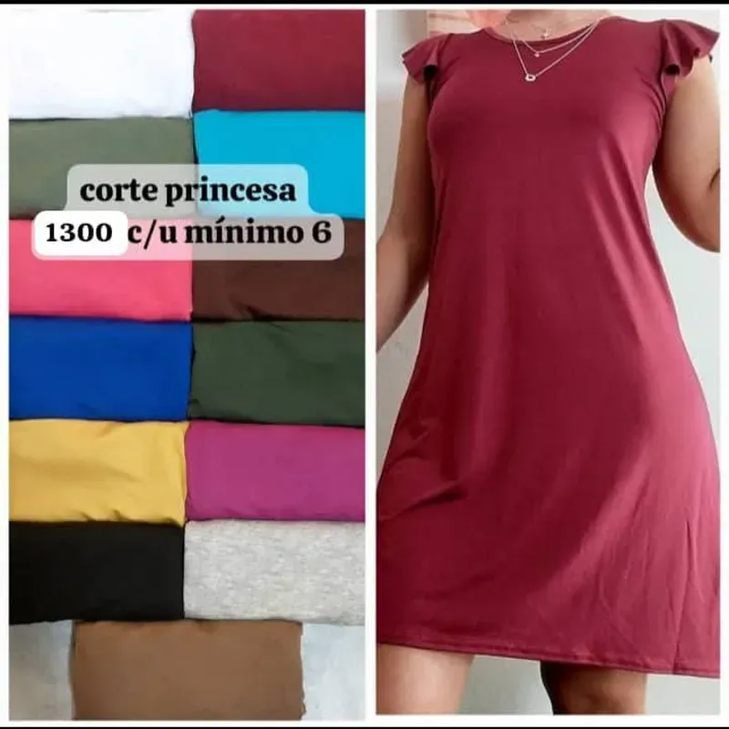 Vestido corte princesa color entero